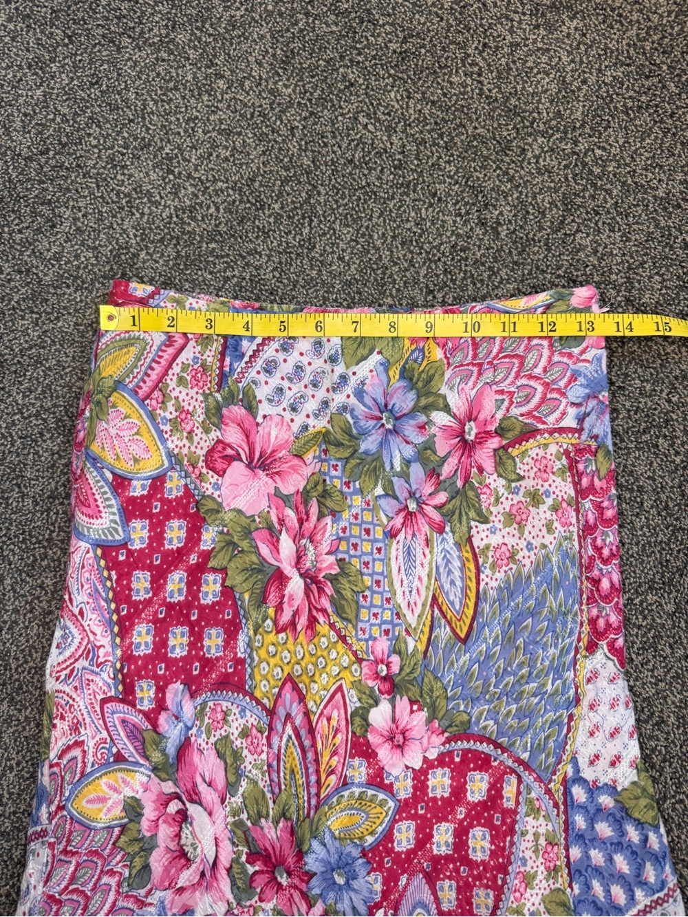 Boston Proper Boho Floral Patchwork Skirt Beaded Fringe Size XS Side Zipper - Picture 7 of 10